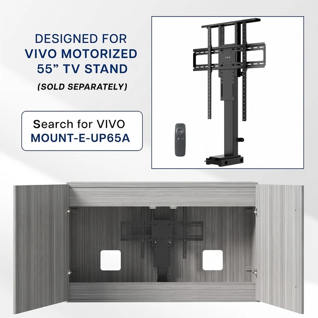 Alt view image 2 of 7 - VIVO Gray Motorized Vertical Lift Concealed TV Cabinet, Hold 32-55 TVs