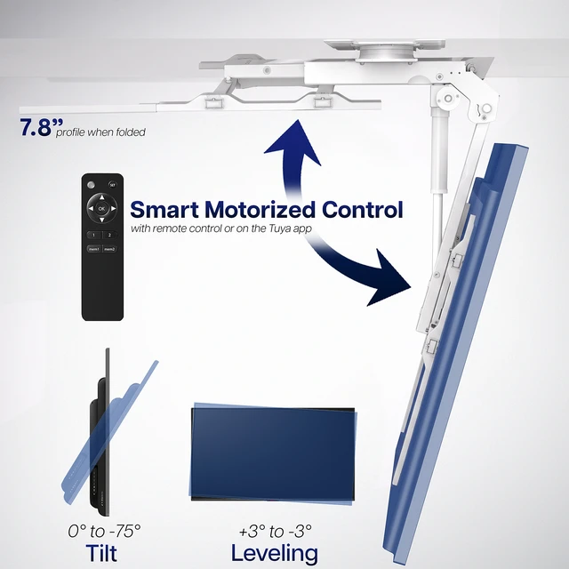Alt view image 5 of 7 - VIVO White Electric Flip Down and Swivel Ceiling TV Mount for 37-86 Screens