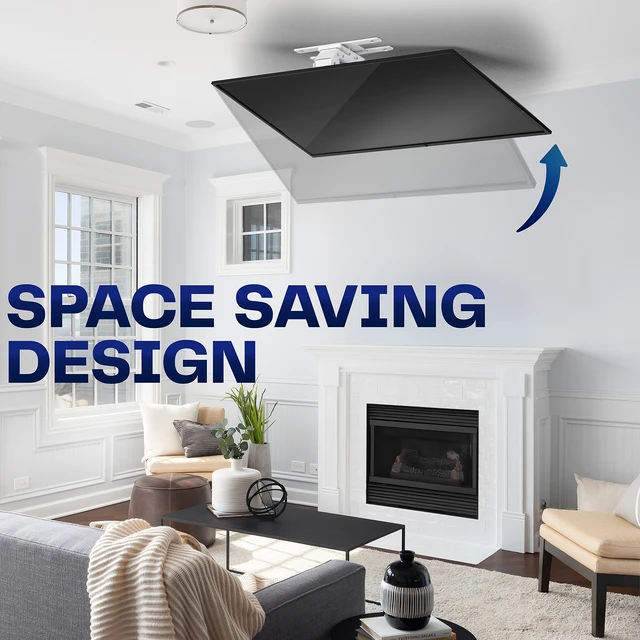 Alt view image 6 of 7 - VIVO White Electric Flip Down and Swivel Ceiling TV Mount for 37-86 Screens