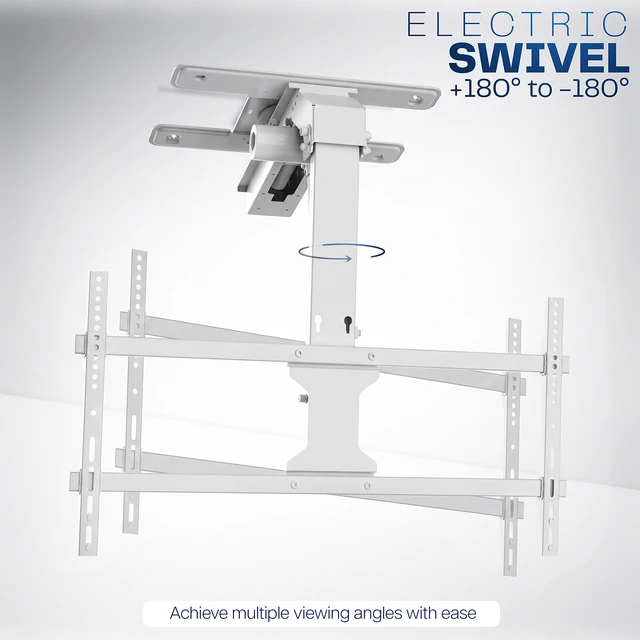 Alt view image 7 of 7 - VIVO White Electric Flip Down and Swivel Ceiling TV Mount for 37-86 Screens