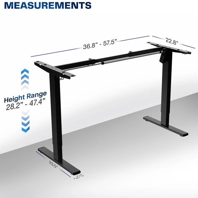 Alt view image 4 of 7 - VIVO Black Electric Stand Up Desk Frame, Single Motor Standing Adjustable Base