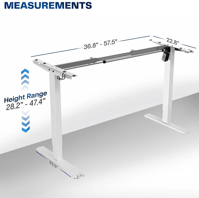 Alt view image 4 of 7 - VIVO White Electric Stand Up Desk Frame, Single Motor Standing Adjustable Base