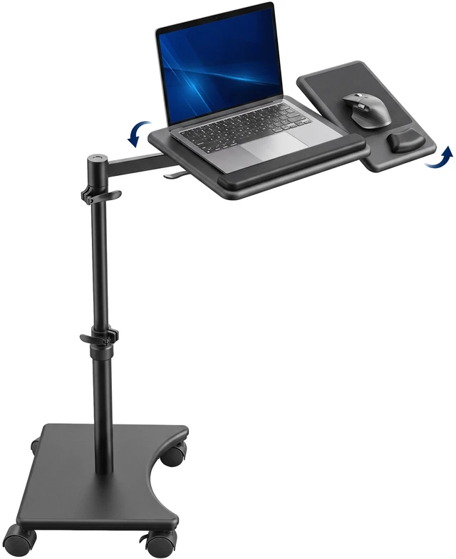Main image of VIVO Black Laptop Cart with Extension Arm and Mouse Pad