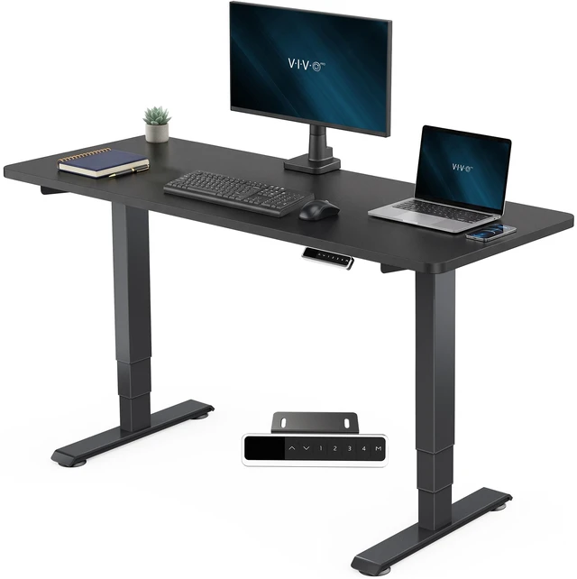 Main image of VIVO PRO 2-Motor 60 x 24 Standing Desk, 1-Piece Black Top, Black Frame