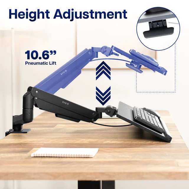 Alt view image 3 of 7 - VIVO Pneumatic Heavy Duty Clamp-on 24 inch Keyboard Tray