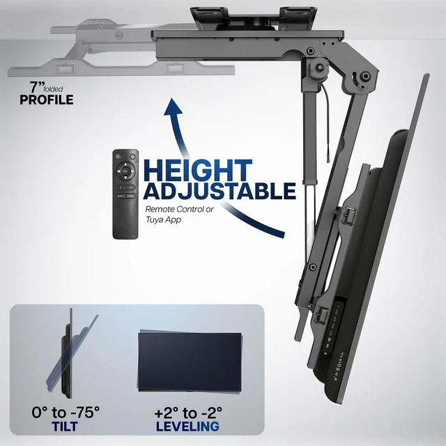 Alt view image 5 of 7 - VIVO Electric Flip Down and Swivel Ceiling TV Mount for 37 to 70 inch Screens