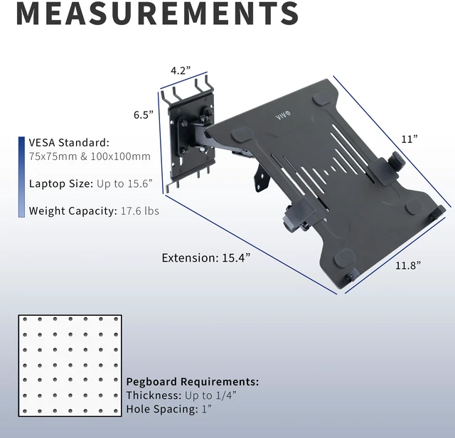 Alt view image 3 of 7 - VIVO Pegboard Compatible 10" to 15.6" Screen Laptop Computer Holder