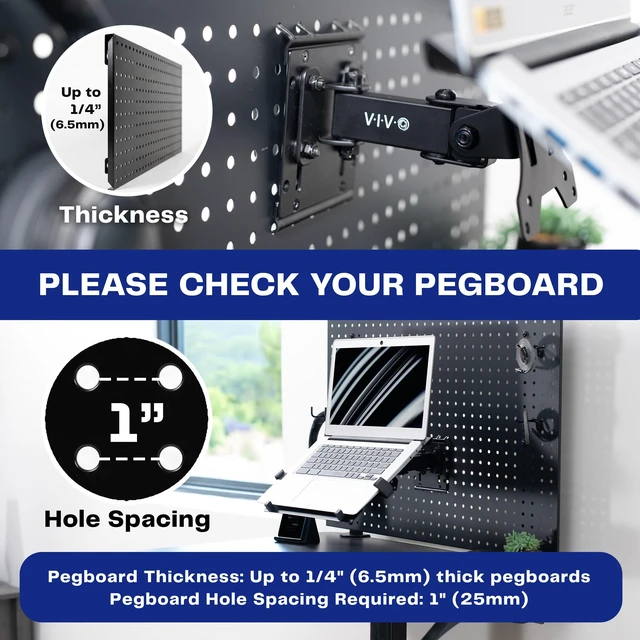 Alt view image 5 of 7 - VIVO Pegboard Compatible 10" to 15.6" Screen Laptop Computer Holder