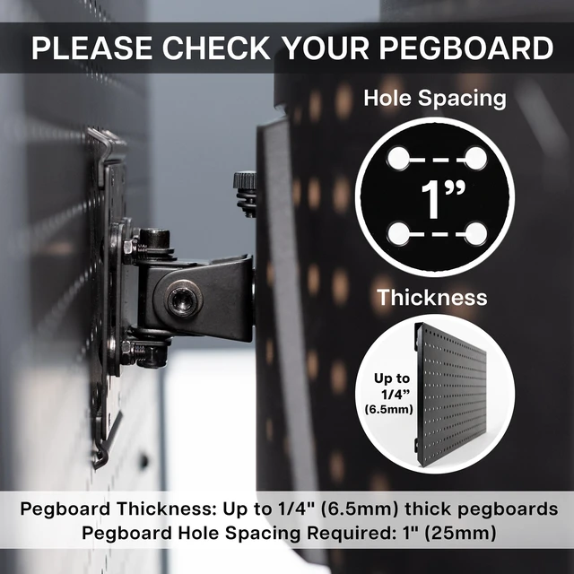 Alt view image 4 of 7 - VIVO Single Monitor Pegboard Panel Mount, Fits up to 32" Screens