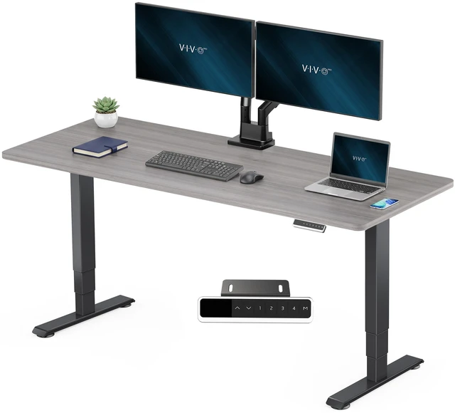 Main image of VIVO PRO 2-Motor 71 x 30 Standing Desk, 1-Piece Dark Gray Top, Black Frame