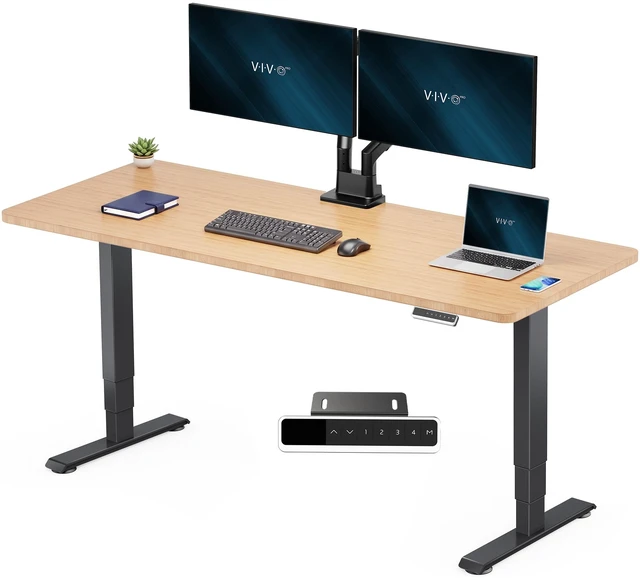 Main image of VIVO PRO 2-Motor 71 x 30 Standing Desk, 1-Piece Bamboo Top, Black Frame