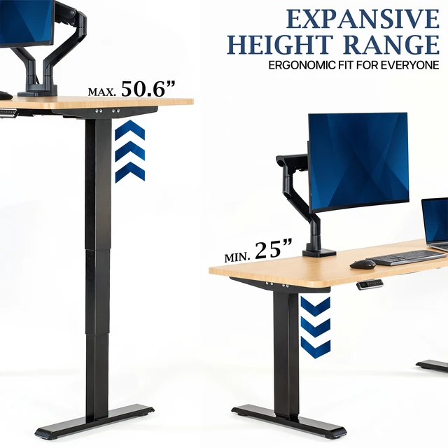 Alt view image 5 of 7 - VIVO PRO 2-Motor 71 x 30 Standing Desk, 1-Piece Bamboo Top, Black Frame