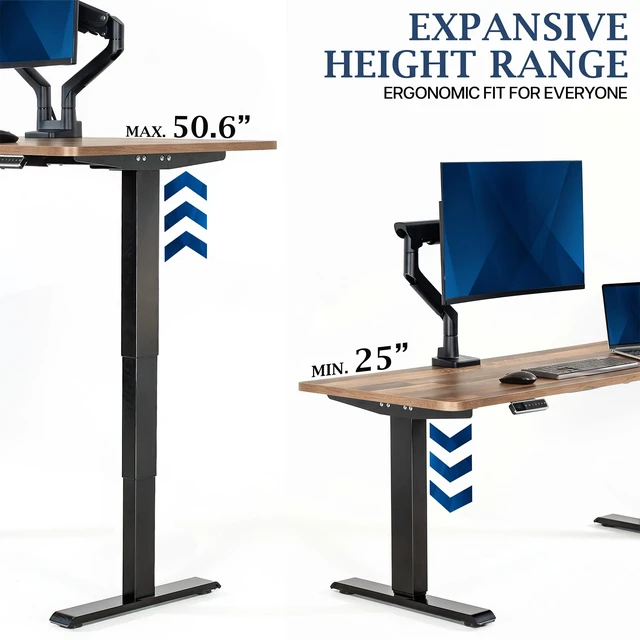 Alt view image 5 of 7 - VIVO PRO 2-Motor 71x30 Standing Desk, 1-Piece Reclaimed Wood Top, Black Frame