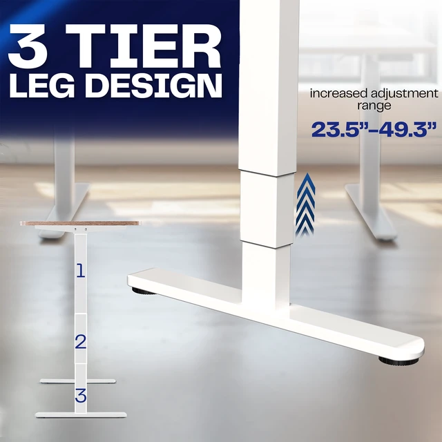 Alt view image 6 of 7 - VIVO White Electric Standing Height Adjustable Desk Frame, Dual Motor Ergonomic
