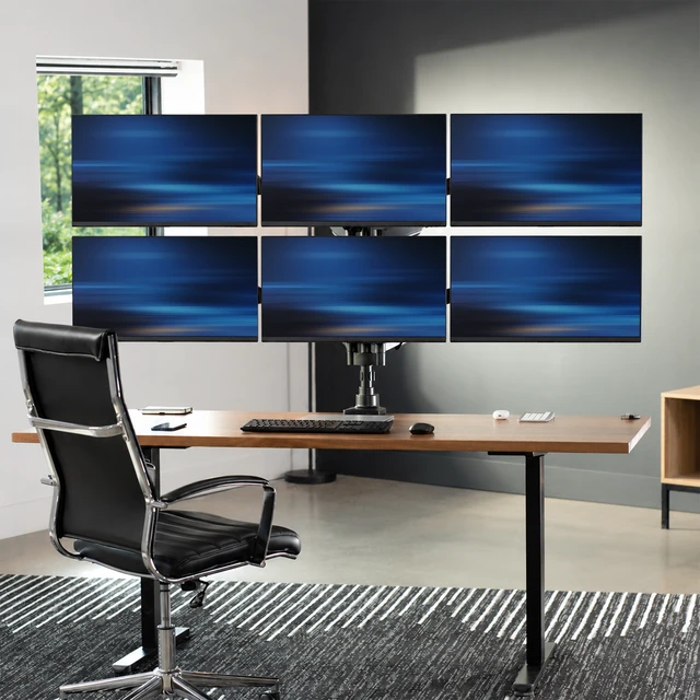 Alt view image 2 of 7 - VIVO Hex Monitor Mechanical Spring Desk Mount Stand, Fits Screens up to 27"