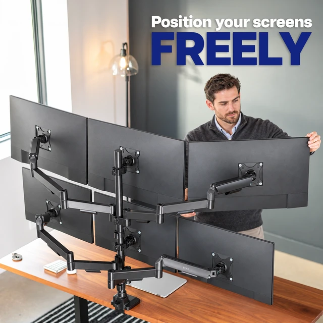 Alt view image 5 of 7 - VIVO Hex Monitor Mechanical Spring Desk Mount Stand, Fits Screens up to 27"