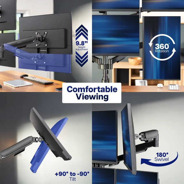 Alt view image 6 of 7 - VIVO Hex Monitor Mechanical Spring Desk Mount Stand, Fits Screens up to 27"