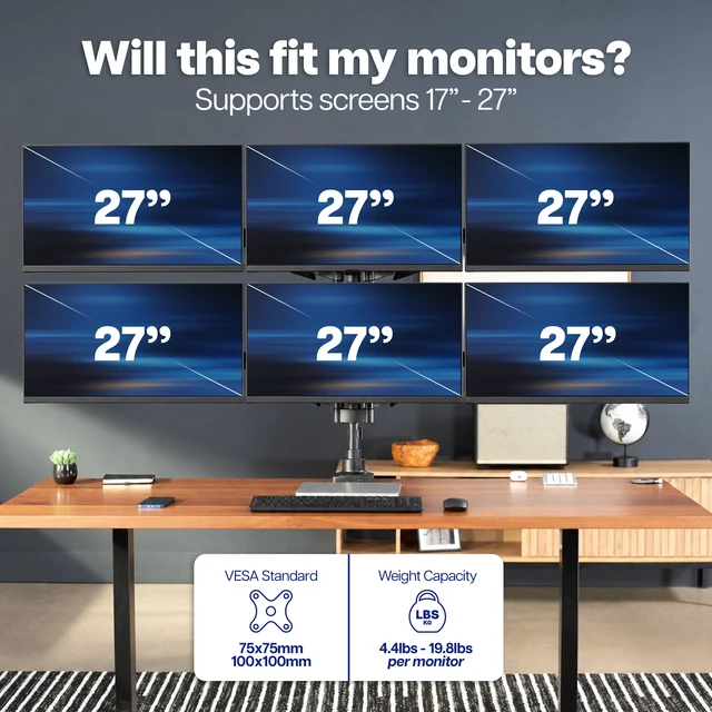 Alt view image 7 of 7 - VIVO Hex Monitor Mechanical Spring Desk Mount Stand, Fits Screens up to 27"