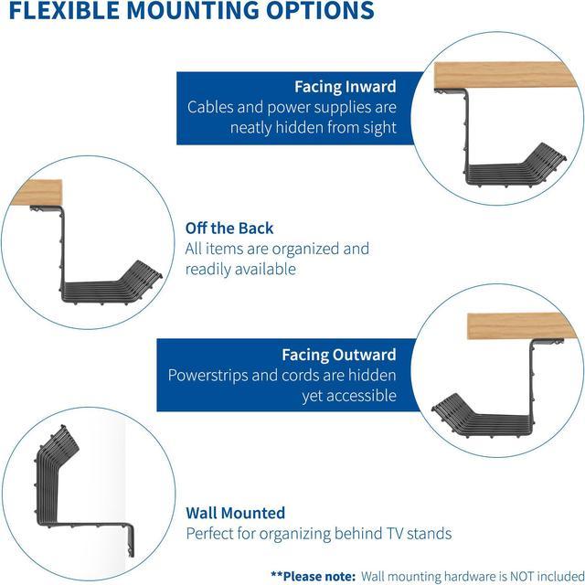 vivo Black Under Desk Cable Management Tray Organizer for Wire Management