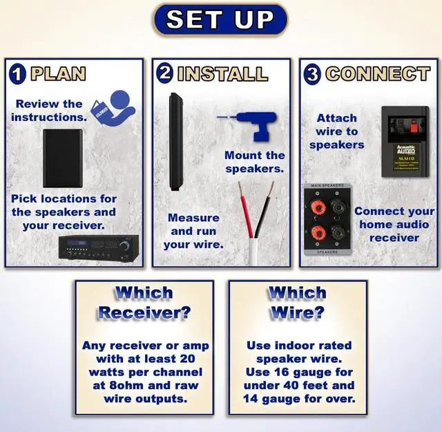 Alt view image 5 of 7 - Acoustic Audio SLM1B Mountable On Wall Slim Speakers Home Theater Wired Pair Pack