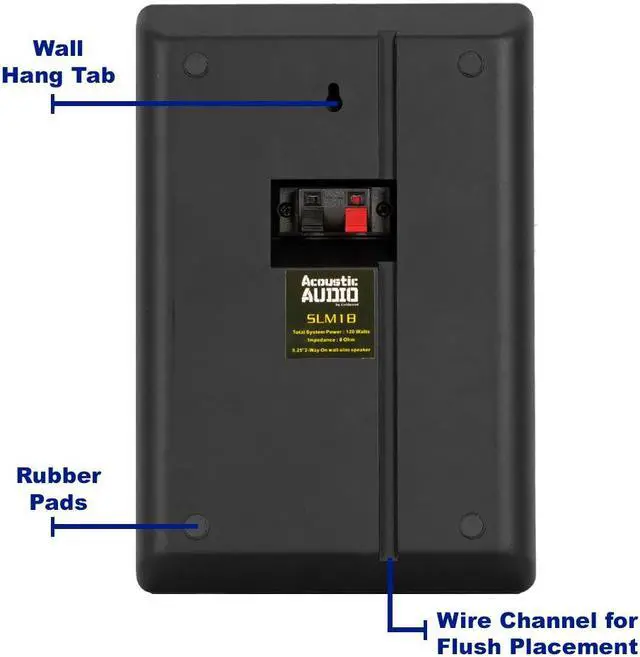 Alt view image 4 of 7 - Acoustic Audio SLM1B Mountable On Wall Slim Speakers Home Theater Wired Pair Pack