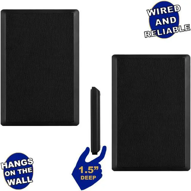 Main image of Acoustic Audio SLM1B Mountable On Wall Slim Speakers Home Theater Wired Pair Pack