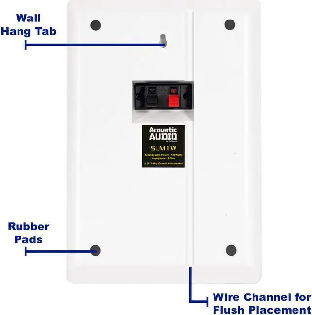 Alt view image 4 of 7 - Acoustic Audio SLM1W Mountable On Wall Slim Speakers Home Theater Wired 4 Pair Pack
