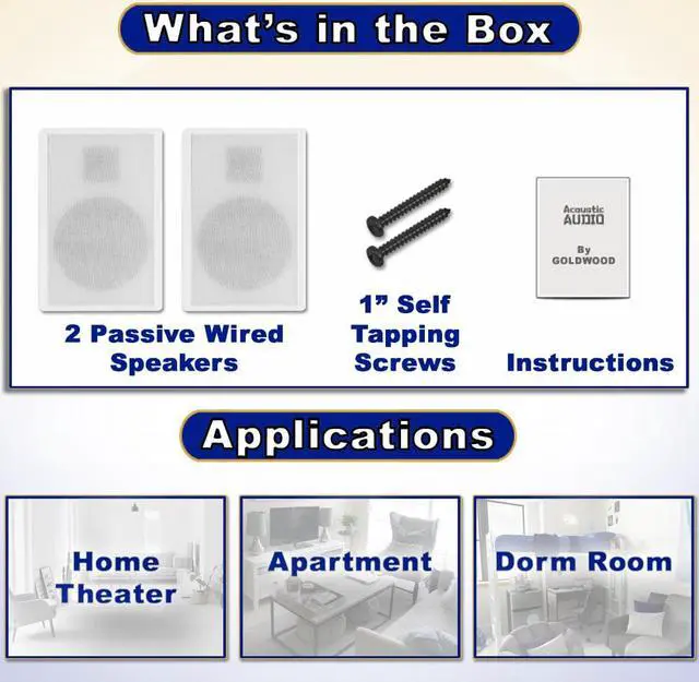 Alt view image 6 of 7 - Acoustic Audio SLM1W Mountable On Wall Slim Speakers Home Theater Wired Pair Pack