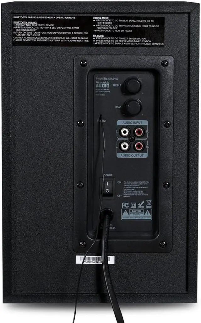 Alt view image 5 of 7 - Acoustic Audio by Goldwood Bluetooth 2.1 Surround Sound System with LED Light Display, FM Tuner, USB/SD Card Inputs - Multimedia PC Speaker Set with Subwoofer, Includes Remote Control - AA2400 Black