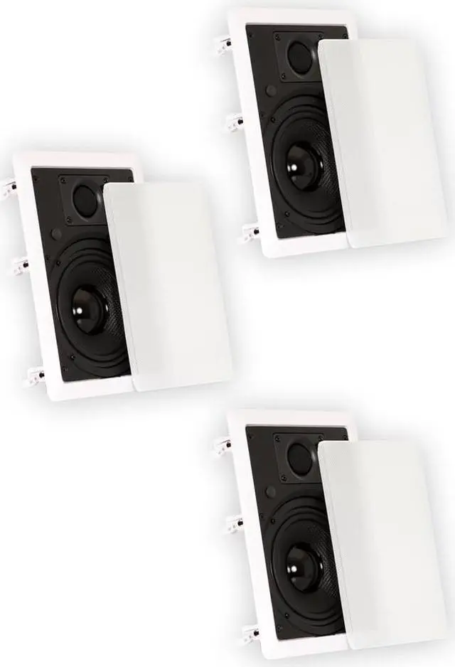 Alt view image 3 of 10 - Theater Solutions TS65W In Wall 6.5" Speakers Surround Sound Home Theater 3 Speaker Set