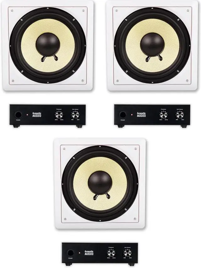 Main image of Acoustic Audio HD-S10 Flush Mount Subwoofers with 10" Speaker and Amps 3 Pack