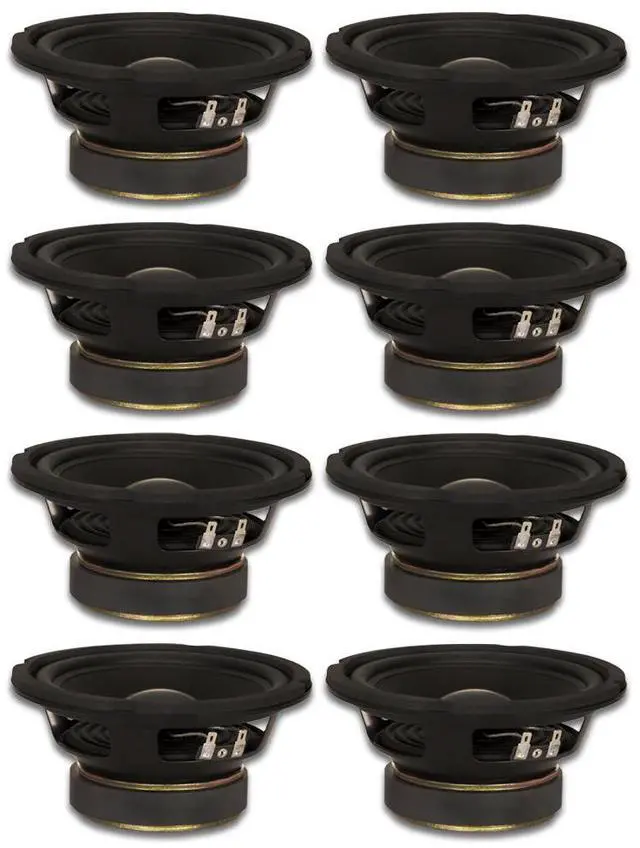 Main image of 8 Goldwood Sound GW-6024 Rubber Surround 6.5" Woofers 170 Watts each 4ohm Replacement Speakers