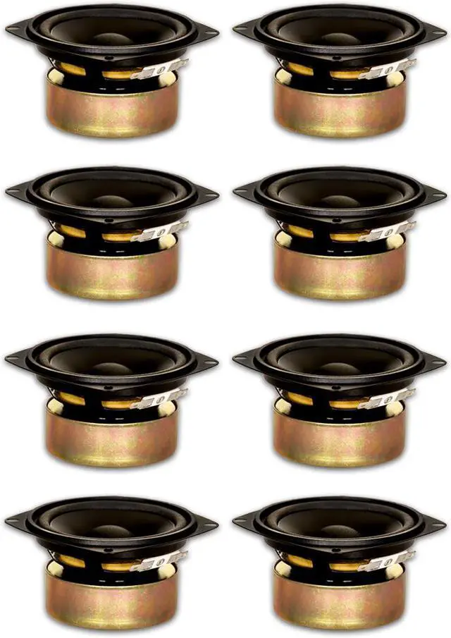 Main image of 8 Goldwood Sound GW-204/4S Shielded 4" Woofers 70 Watt each 4ohm Replacement Speakers
