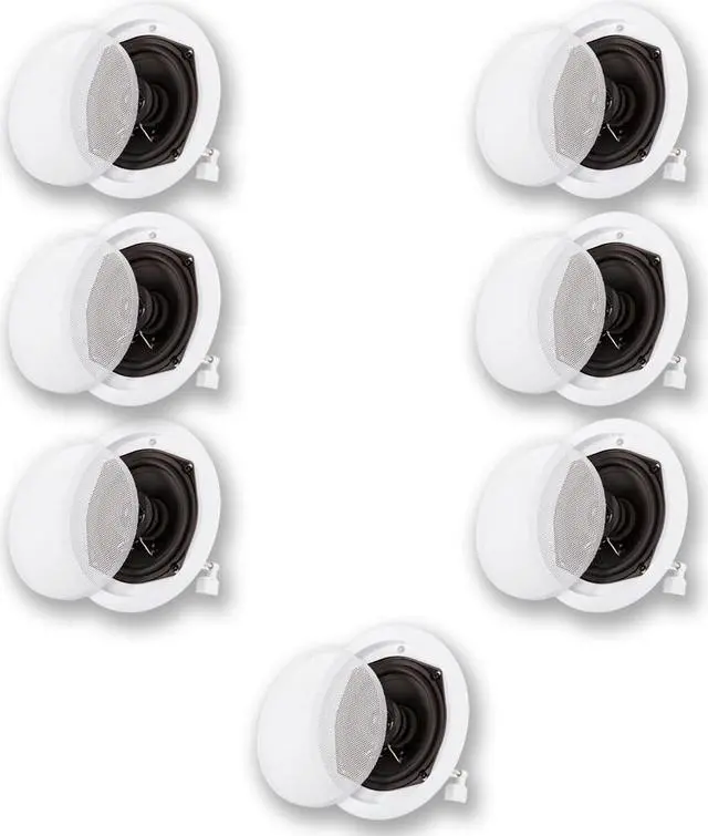 Alt view image 2 of 9 - Acoustic Audio R191 In Ceiling / In Wall 7 Speaker Set 2 Way Home Theater Flush Mount