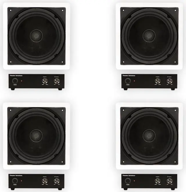 Main image of Theater Solutions TS1000 Flush Mount 10" Subwoofer Speaker and Amp 4 Pack