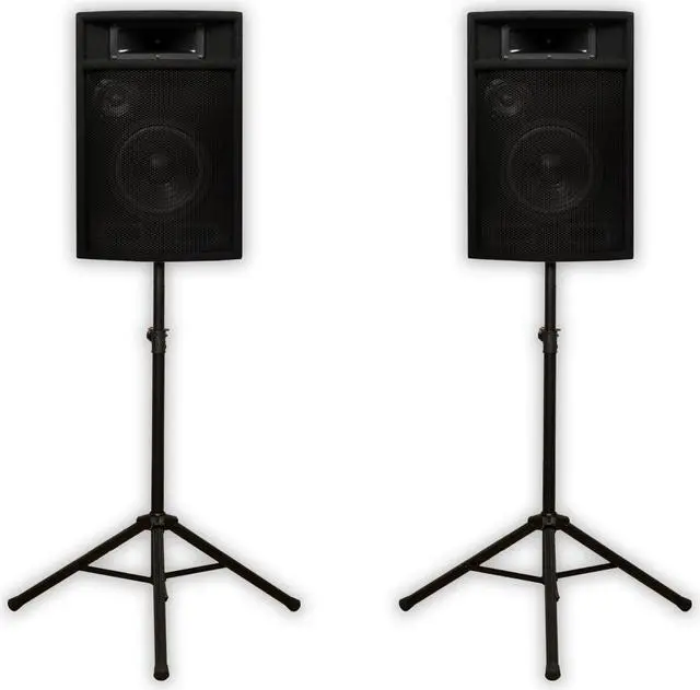 Main image of Acoustic Audio PA-380X Passive 8" DJ Speakers and Stands PA Karaoke 3-Way Studio Home Audio