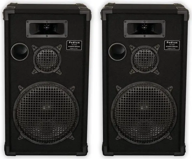 Main image of Podium by Goldwood E1200C Passive Speakers 12" Pair 3 Way PA DJ Karaoke Home