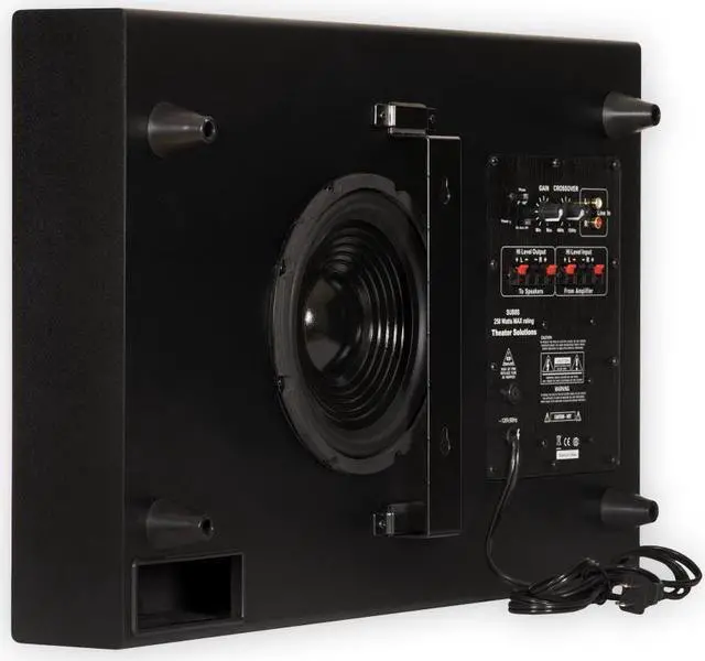 Alt view image 9 of 13 - Theater Solutions by Goldwood 250 Watt 8 Inch Slim Home Theater Subwoofer, Black