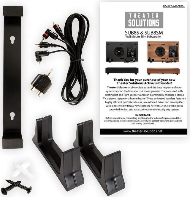 Alt view image 13 of 13 - Theater Solutions by Goldwood 250 Watt 8 Inch Slim Home Theater Subwoofer, Black
