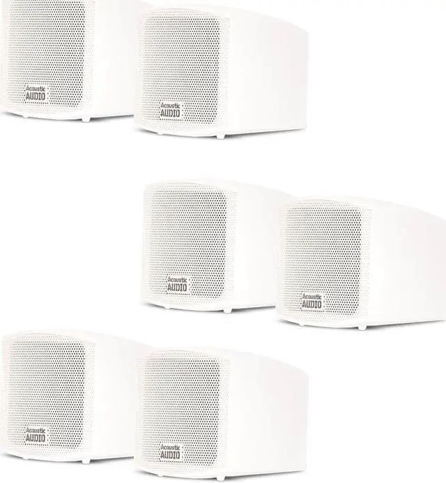 Main image of Acoustic Audio AA321W Mountable Indoor Speakers 1200 Watts White Bookshelf 3 Pair Pack AA321W-3Pr