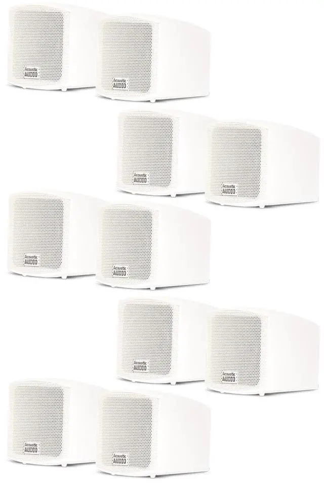 Main image of Acoustic Audio AA321W Mountable Indoor Speakers 2000 Watts White Bookshelf 5 Pair Pack AA321W-5Pr