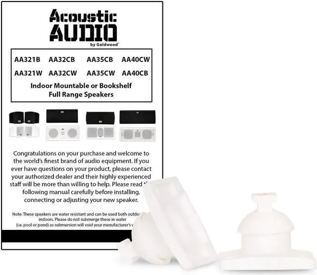 Alt view image 5 of 5 - Acoustic Audio AA321W Mountable Indoor Speakers 2000 Watts White Bookshelf 5 Pair Pack AA321W-5Pr