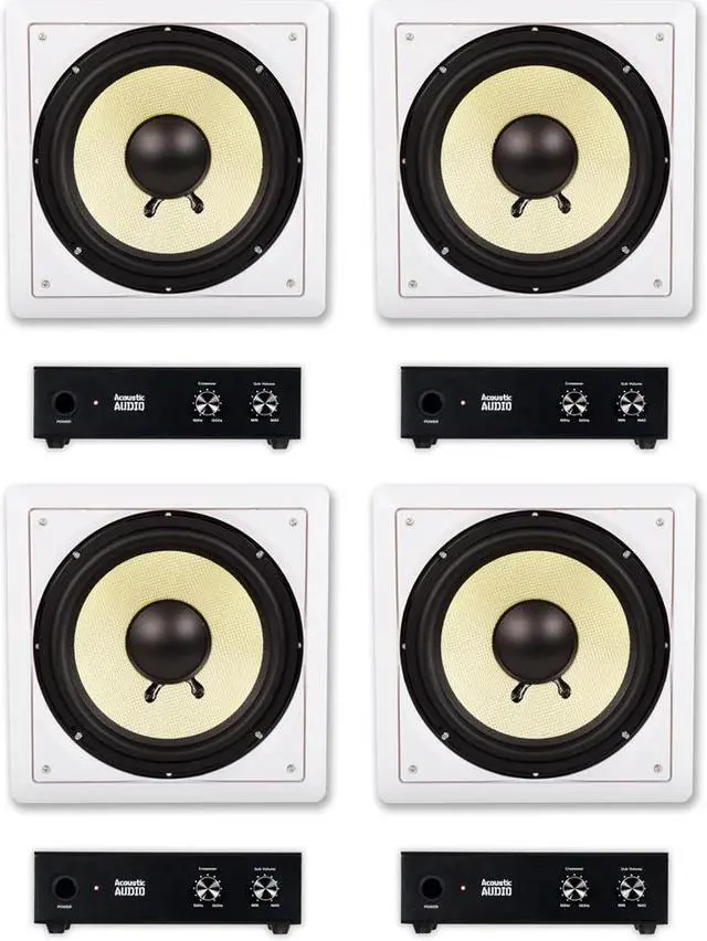 Main image of Acoustic Audio HD-S10 Flush Mount Subwoofers with 10" Speaker and Amps 4 Pack