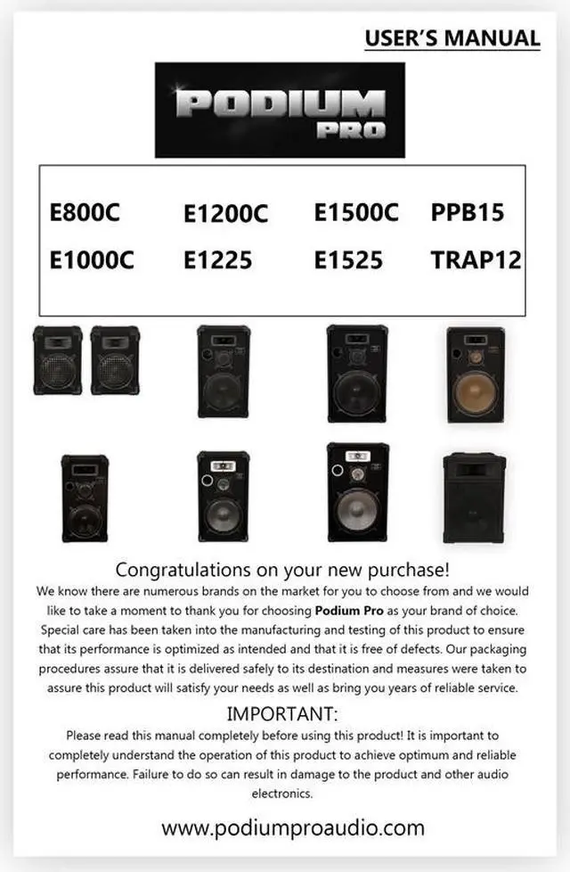 Alt view image 6 of 6 - Podium by Goldwood E1200C Passive Speakers 12" Pair 3 Way PA DJ Karaoke Home