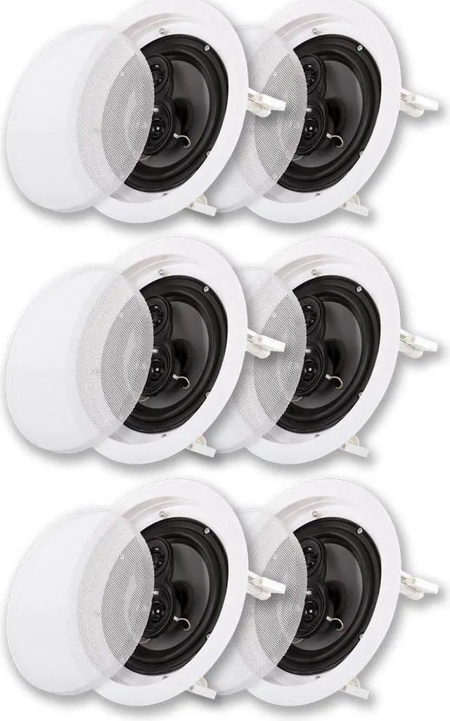 Alt view image 4 of 10 - Acoustic Audio CS-IC63 In Ceiling 6.5" Speaker 3 Pair Pack 3 Way Home Theater Flush Mount