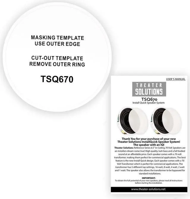 Alt view image 5 of 6 - Theater Solutions TSQ670 Flush Mount 70 Volt Speakers with 6.5" Woofers In Ceiling 12 Pair Pack