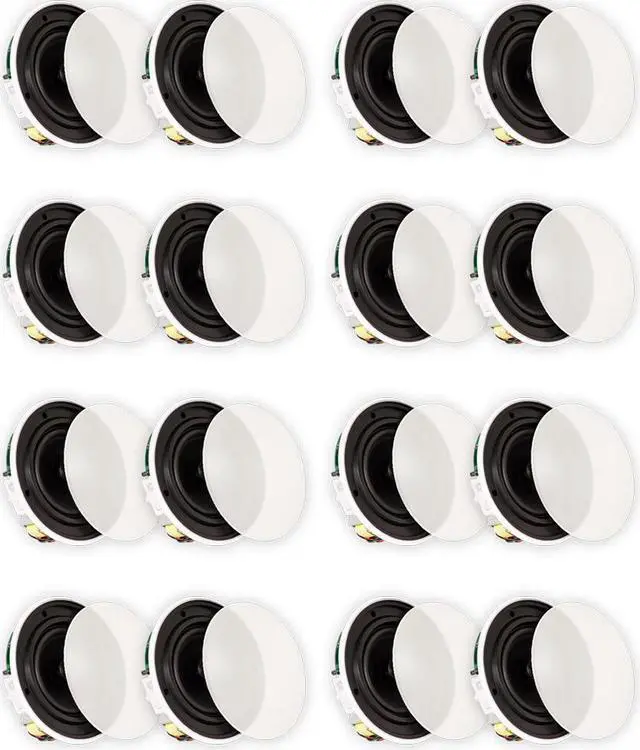 Main image of Theater Solutions TSQ670 Flush Mount 70 Volt Speakers with 6.5" Woofers In Ceiling 8 Pair Pack
