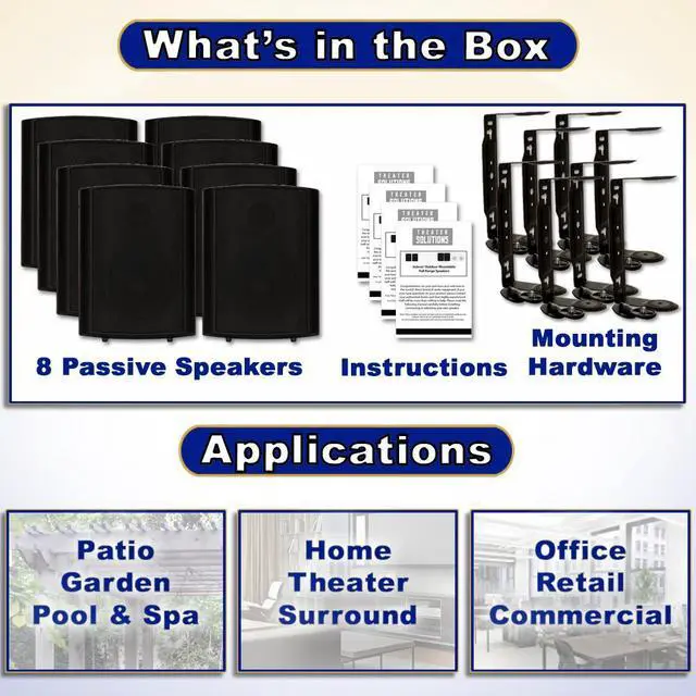Alt view image 4 of 6 - Theater Solutions TS425ODB Indoor or Outdoor Speakers Weatherproof Mountable Black 4 Pair Pack