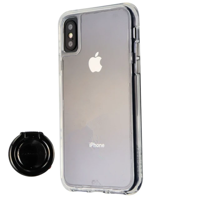 Alt view image 2 of 4 - Case-Mate Tough Clear Case & Ring Grip Holder for iPhone Xs/X - Clear/Black Ring