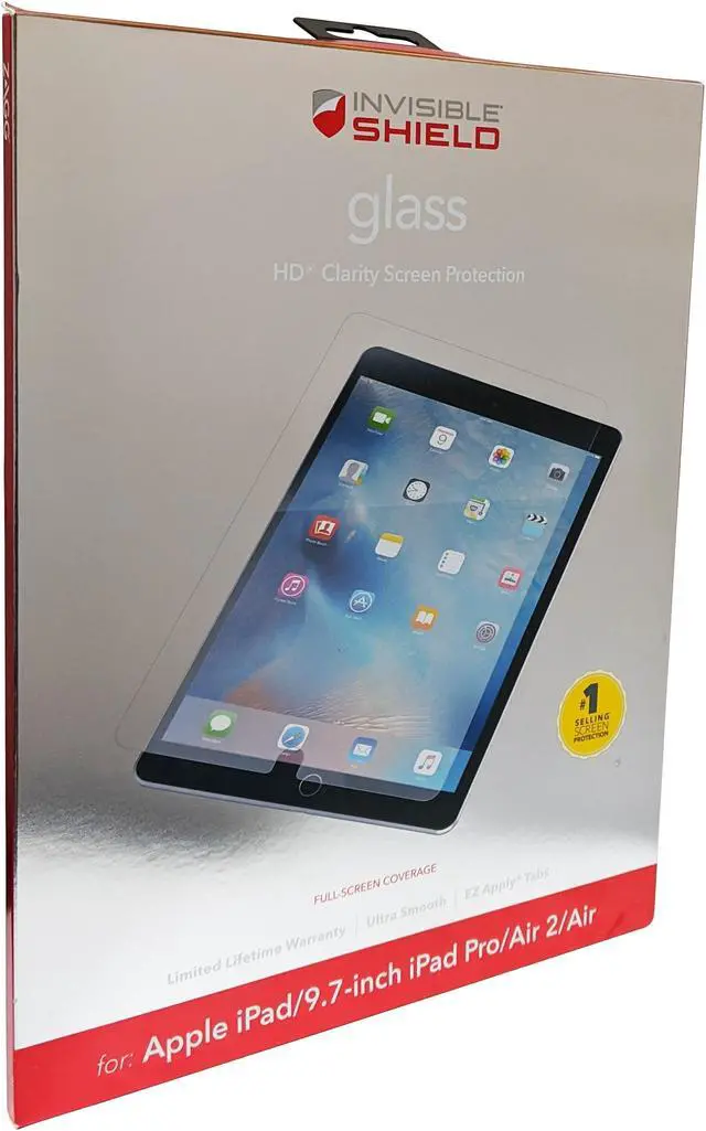 Alt view image 3 of 6 - ZAGG InvisibleShield Glass Screen Protector for Apple iPad Pro 9.7, iPad Air 2, and iPad Air ID5GLS-F00